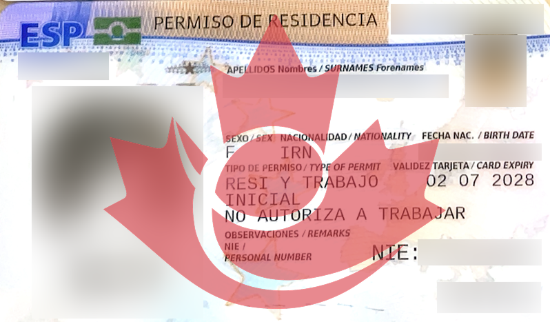 نمونه ویزاهای اقامت تمکن مالی اسپانیا